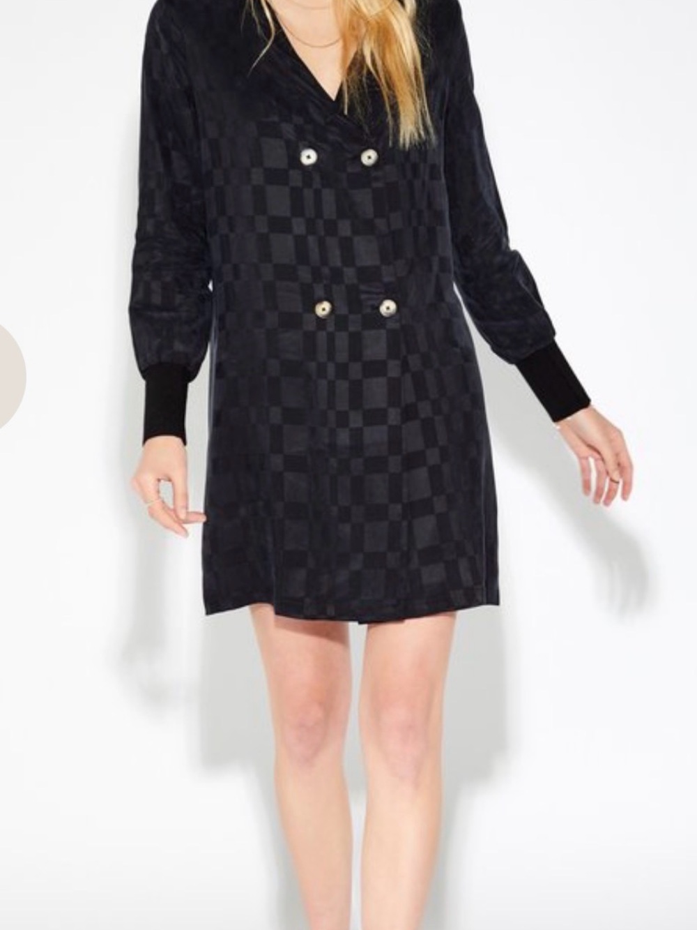 Meshki Callahan Black Check-Pattern Mini Dress